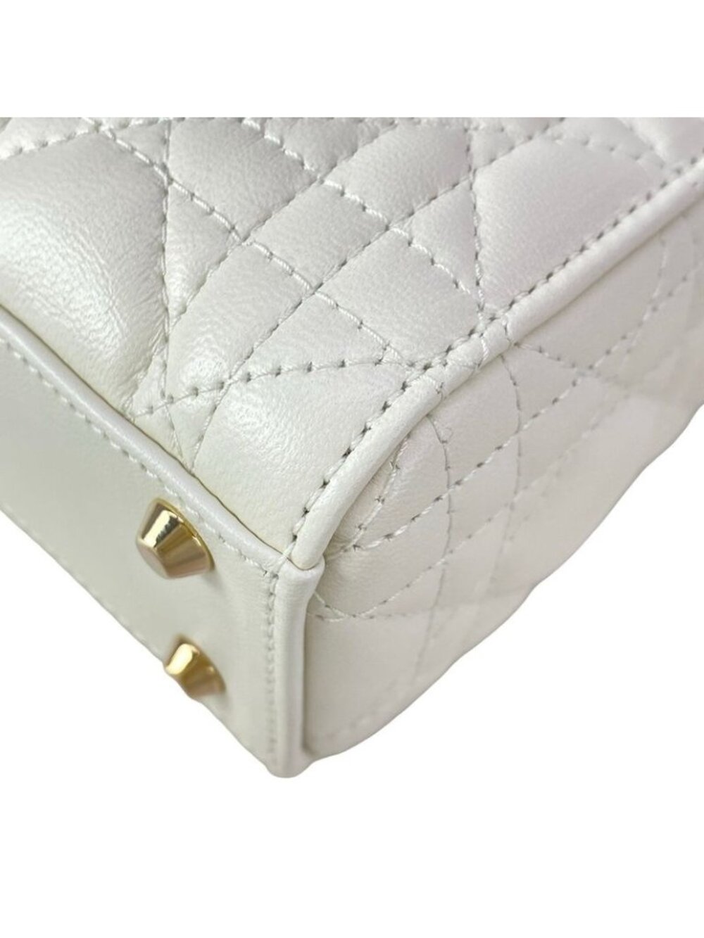 Dior Lady Mini Bag White Gold Lambskin - Picture 8 of 15